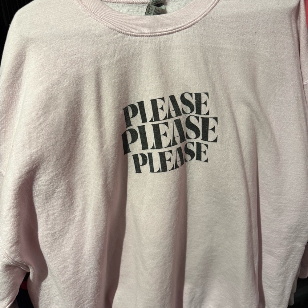Pink "PLEASE PLEASE PLEASE" Graphic Sweatshirt